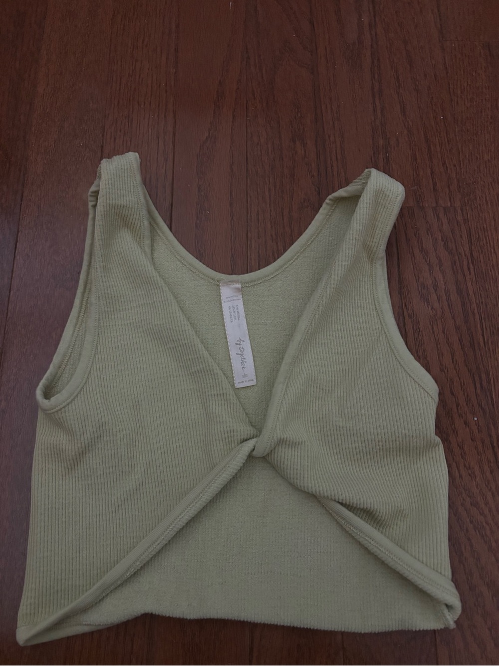 By Together Twist-Front Ribbed Tank - Light Sage